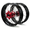 Beta - SM Pro Supermotard Wheel Set 3.50X17 4.25X17 Black Rim / Red Hub