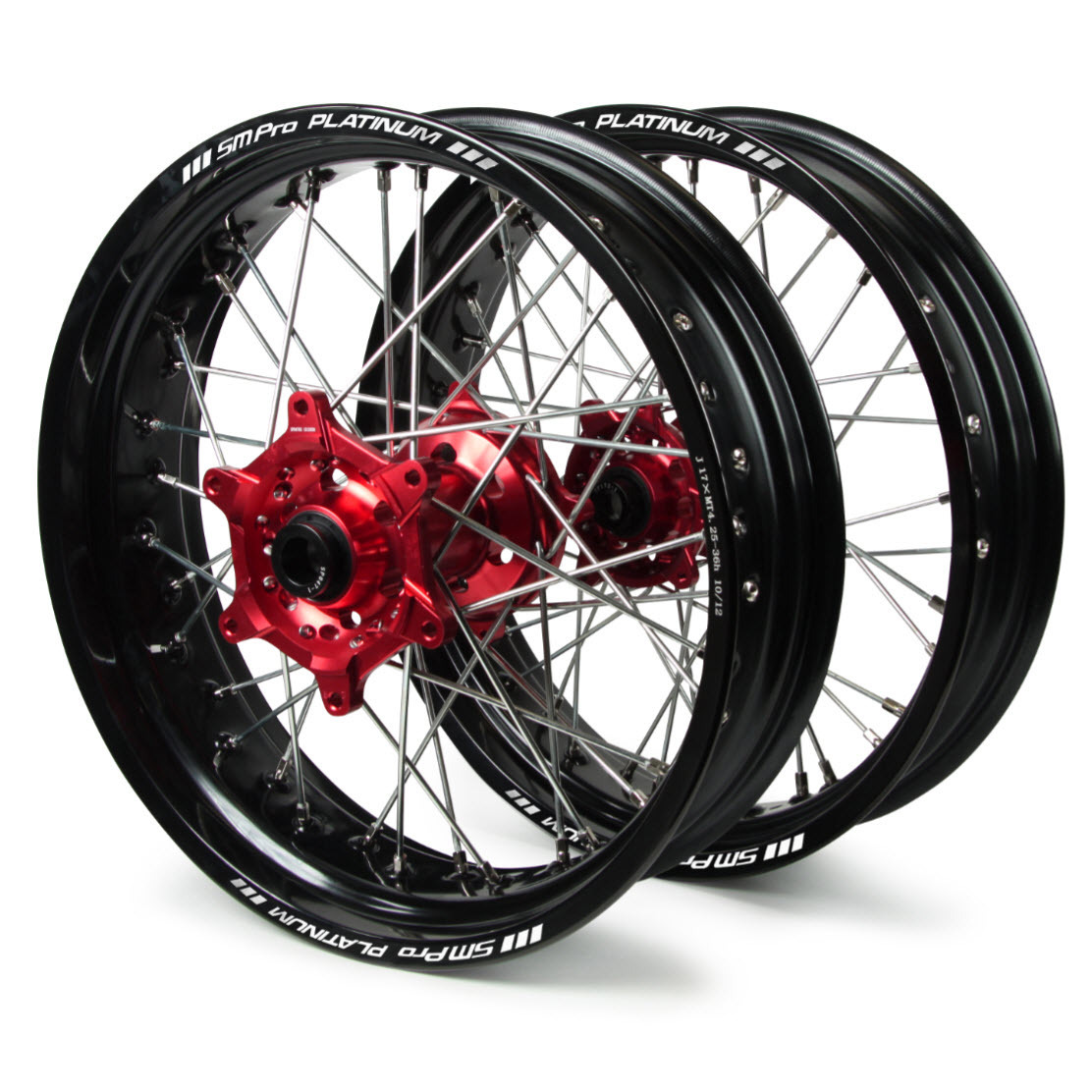 Beta - SM Pro Supermotard Wheel Set 3.50X17 4.25X17 Black Rim / Red Hub