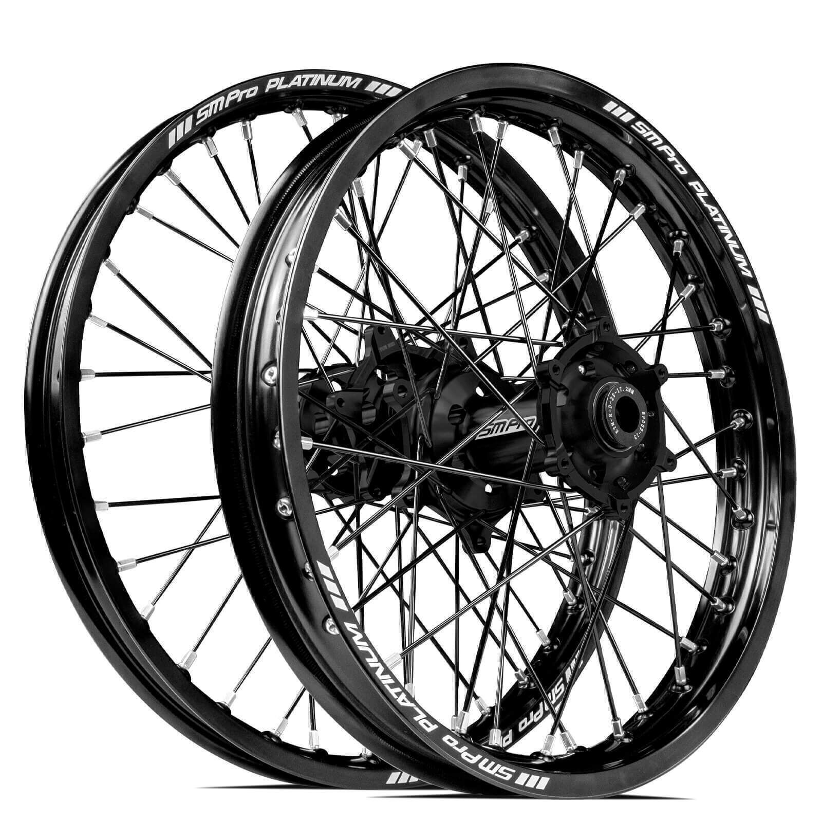 Beta 125 RR 2018 - 2019 SM Pro MX SNR Wheel Set 21/18 Black Rims Black Hubs SS Black Spokes